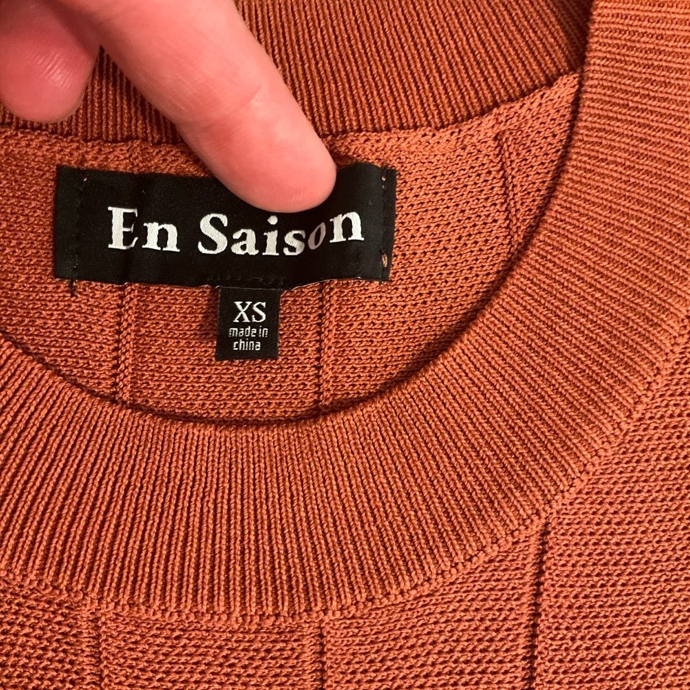 En Saison Brianna cap sleeve rust midi dress with pleated skirt, XS - Picture 6 of 11